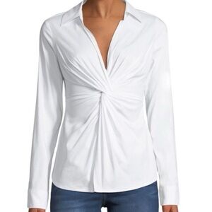 BAILEY44 Tallula Twist Front Shirt In White Women's Top Collared Ruched Small